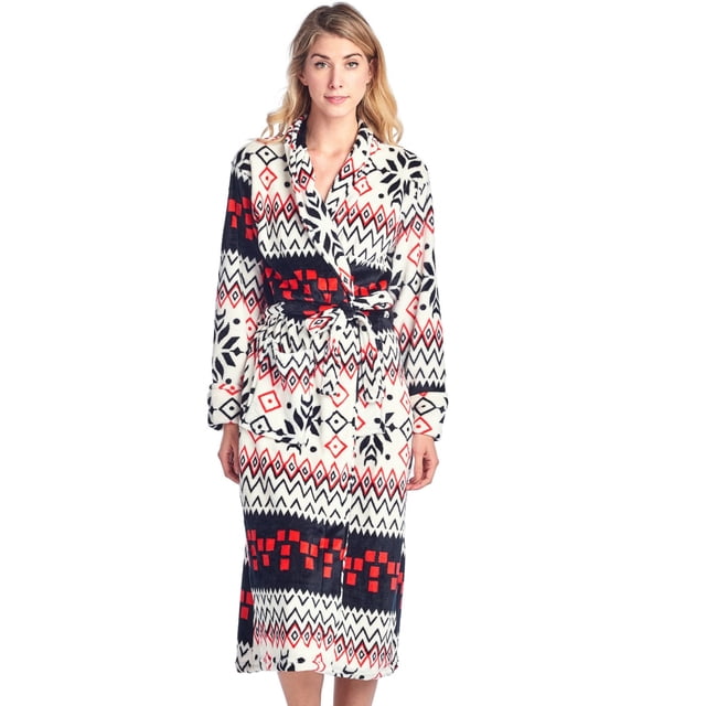 Casual Nights Women's Holiday Mink Fleece Plush Long Robe - White - XX-Large