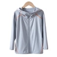 thumbnail image 5 of WQNVRNR Kids Sun Protection Jacket- Lightweight Casual Zip Up Spring Summer Athletic Tops for Girls Gray Size 8, 5 of 5