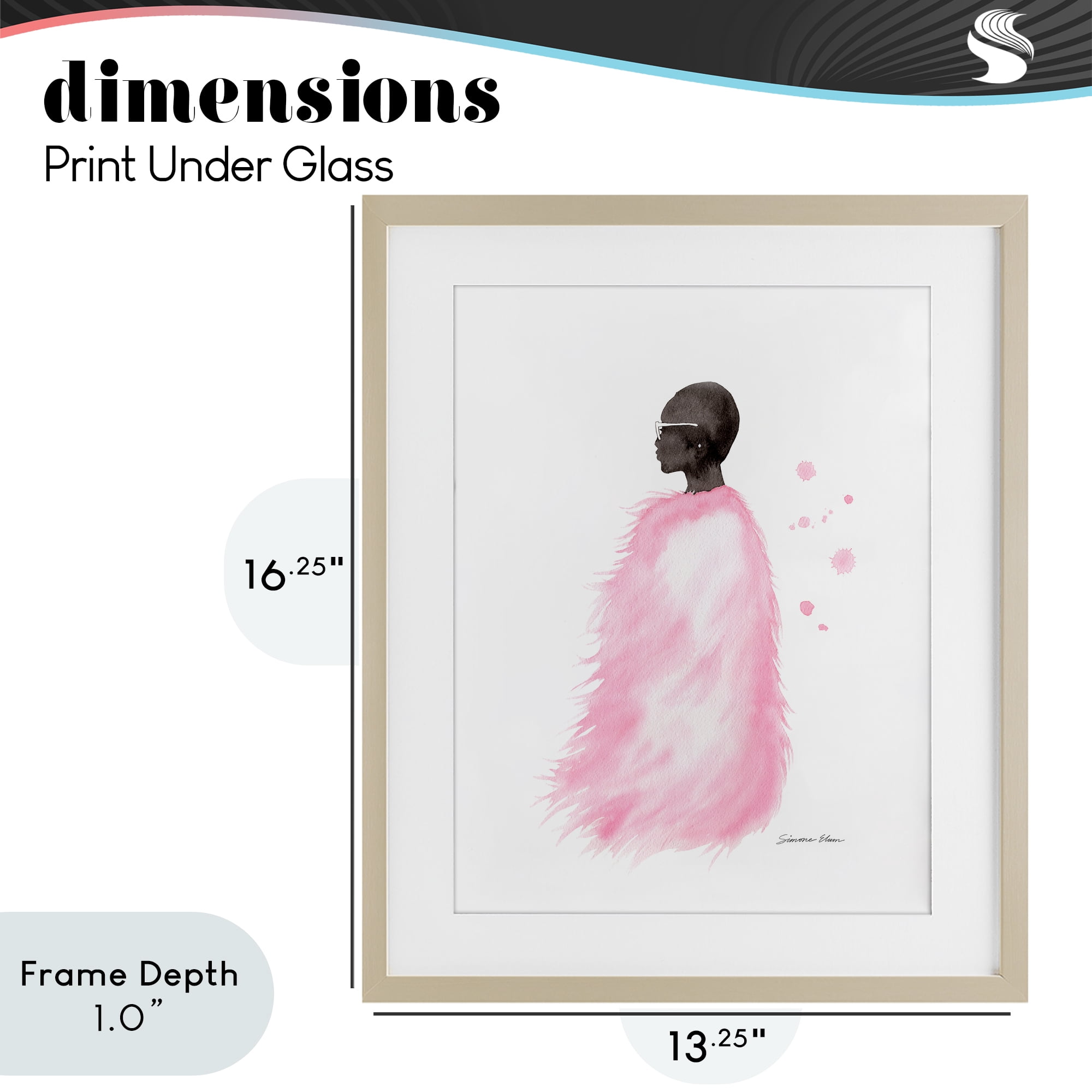 Stupell Industries Pink Fur Coat Portrait Birch Framed Print Under Glass, design by Simone Elum