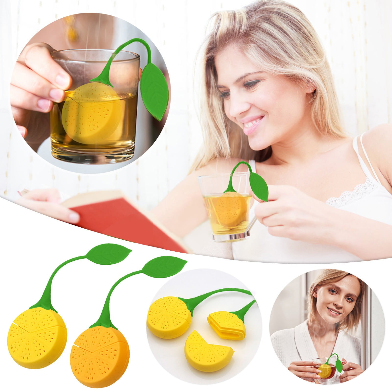 ODN Yellow Silicone Lemon Tea Herbal Infuser Maker Tea Filters Strainer 