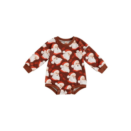 

FOCUSNORM Infant Baby Girls Boys Christmas Romper Long Sleeve Santa Claus Print Sweatshirt Jumpsuit Clothes