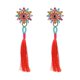 thumbnail image 1 of Pendientes de borlas de estilo nacional con brillantes diamantes de imitación, dije bohemio rojo, 1 of 2