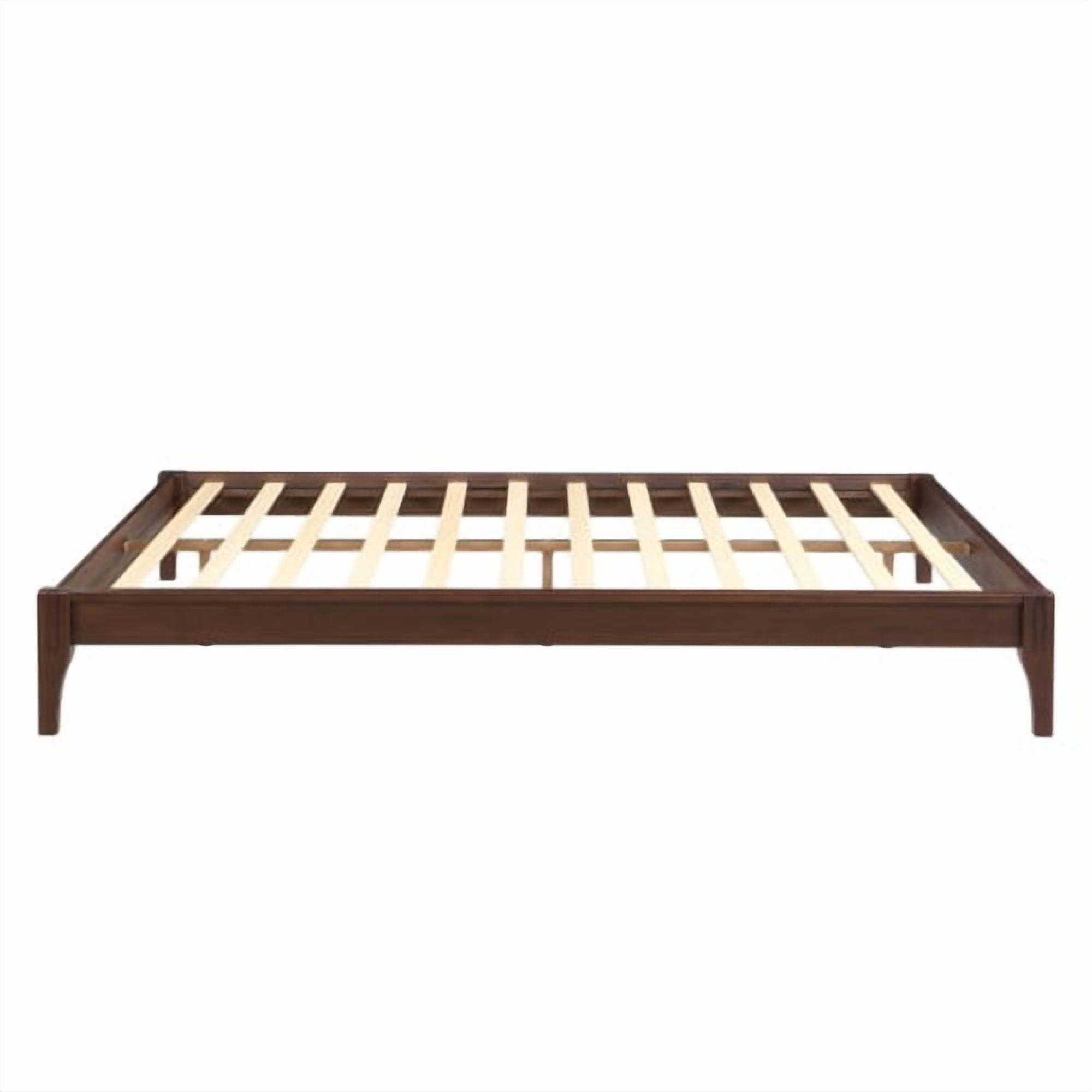 Euroco Dry Bamboo Wood Platform Bed Frame, 12 inch Height Queen Size Bed, Chocolate