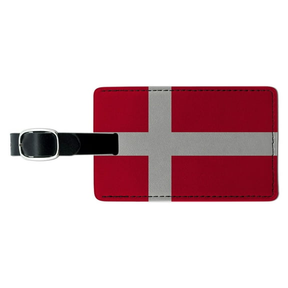 Graphics and More Denmark Flag Rectangle Leather Luggage ID Tag
