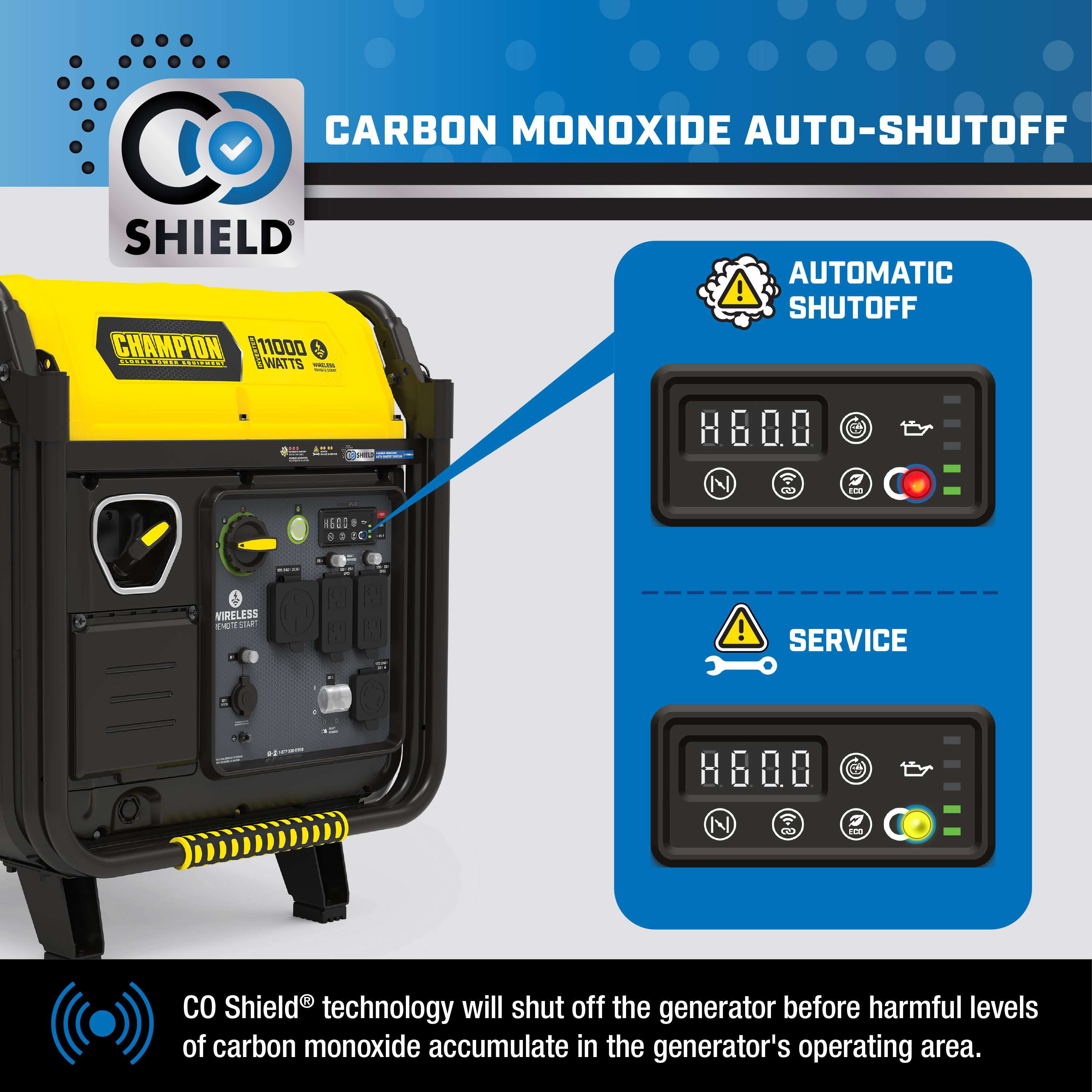 Champion 11,000-Watt Wireless Remote Start Home Backup Portable Inverter Generator with Quiet Technology and CO Shield®