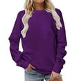 thumbnail image 2 of jsaierl Womens Sweatshirt Plus Size Solid Color Sweatshirts Round Neck Dressy Casual Pullover Tops Trendy Long Sleeve Blouses, 2 of 5