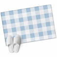thumbnail image 2 of 2x3 Door Mat Rug, Blue Checkered Non-Skid Rubber Backing Large Rectangle Rugs - Living Room Bedroom Home Office, Blue White Buffalo Plaid Indoor Floor Mat Carpets Washable Rug, 2 of 9