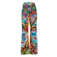 thumbnail image 3 of JURANMO Flare Pants for Women, Boho Hippie Pants Cute Floral Print Teen Girls Legging Yoga Pants Comfty High Waist Bell Bottom Pants Big Deal Days Green XL, 3 of 7