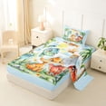 thumbnail image 2 of Metsweet Cute Dinosaur Twin Sheets 3pcs, Watercolor Dino Bedding, Green Orange Red,1 Fitted Sheet, 1 Flat Sheet and 1 Pillowcase, 2 of 5
