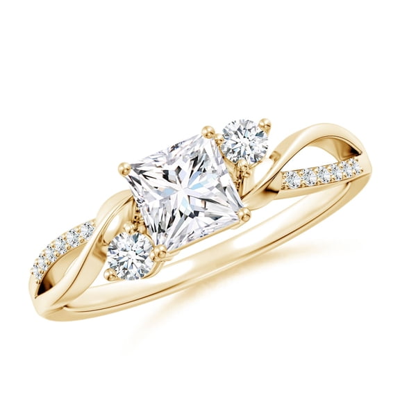 ANGARA Lab Grown Diamond Engagement Ring in 14K Yellow Gold for Women (Size-5mm| Color-F-G| Clarity-VS) | April Birthstone, Anniversary, Jewelry Gift for Women | Lab Grown Diamond Ring