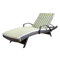 Anthony Outdoor Wicker Lounge with Arms with Cushion, Multibrown, Green and White Stripe