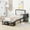 Black, variant on Euroco Metal Twin Size Platform Bed with Two-Tier Storage Shelves for Kids, Wood Cabinet, White
