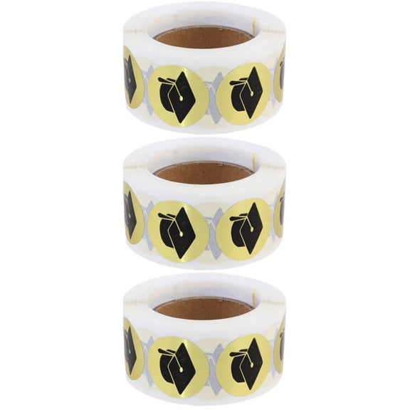 3 Pieces Graduation Themed Label Seals for Envelopes Gold Sticker Golden