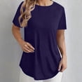 thumbnail image 2 of Swuxness Women Short Sleeve Casual T Shirts, Spring and Summer Tops, Ladies Crew Neck Solid Color Fashion Comfortable Loose Pullover Tee Purple, XXXXL, 2 of 5