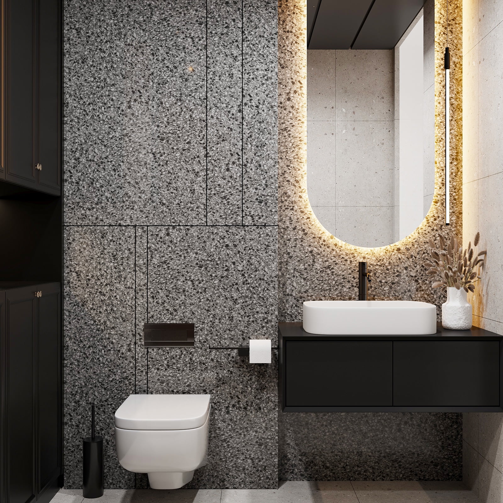 VEELIKE Black Granite Peel and Stick Countertops Contact Paper Waterproof Removable Marble Contact Paper for Countertops Self Adhesive Black Wallpaper Vinyl Roll for Kitchen Cabinets 15.7"x354"