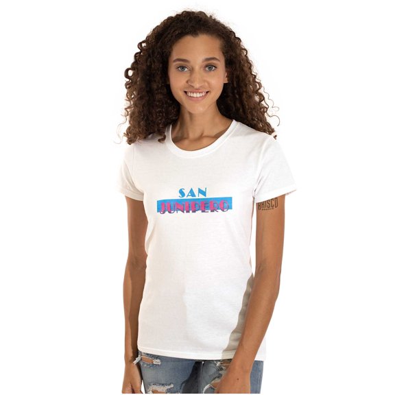San Junipero 80s Style Novelty Womens Fitted Plus Size Graphic Tee Brisco Brands 2X