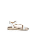 thumbnail image 4 of Lucky Brand Gabrien White Leather Espadrille Flat Suede Ankle Wedge Sandals (White Leather, 9.5), 4 of 6