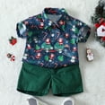 thumbnail image 4 of Generic Toddler Christmas Clothing Boys Christma Short Sleeve Cartoon Santa Prints T Shirt Tops Shorts Child Gentleman Outfits for 2024 Vintage Holiday Party Clothing(2-3 Years,Green), 4 of 9