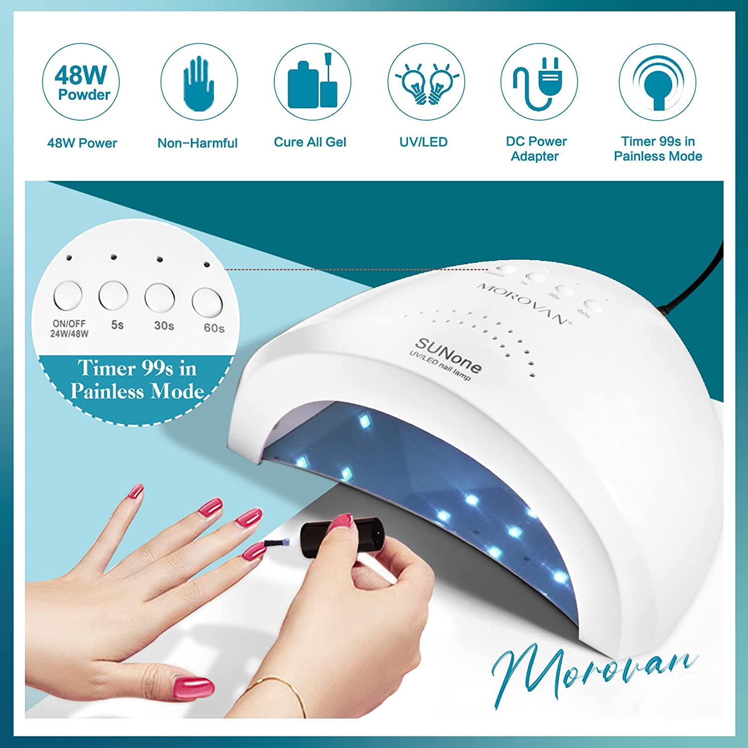 Morovan Poly Gel Kits - Nail Extension Gel Kit with 48W LED Nail Lamp 8 Pcs 0.5oz with Slip Solution Nail Primer Poly Gel