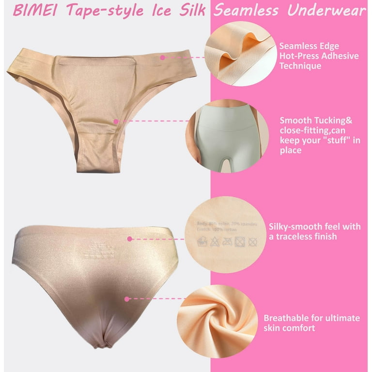 BIMEI Tucking Tape Brief Avoid Camel Toe Hidden Gaff Shaping Underwear  Silky Smooth Tucking For Women,Transgender,Crossdresser,Men,Beige,M