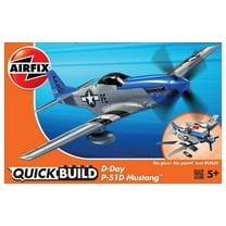 Skill 1 Model Kit D-Day P-51D- Mustang Snap Together Painted Plastic Model Airplane Kit by Airfix Quickbuild
