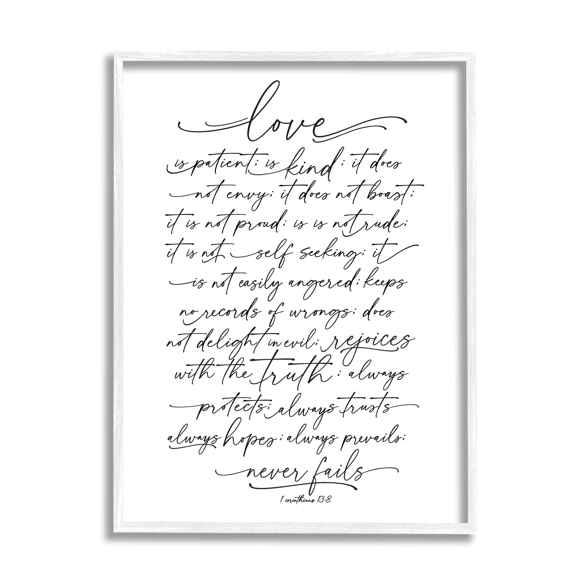 Stupell Industries Heartfelt Love Is Quote Classy Cursive Typography Graphic Art White Framed Art Print Wall Art, Design by Lettered and Lined