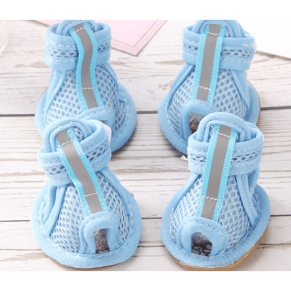 Summer Breathable Dog Shoes for Small Dogs, Breathable Mesh Dog Boots for Summer Hot Pavement, Adjustable Non Slip Paw Protectors for Small Dogs Cat Puppy (Blue, S)