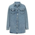 thumbnail image 6 of Wiyuqeen Oversized Denim Jacket Long Sleeve Distressed Boyfriend Jean Coat Button Down Lapel Jean Trucker Jacket for Women Girls, 6 of 7