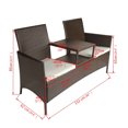 thumbnail image 3 of vidaXL 2-Seater Garden Sofa with Tea Table Poly Rattan Brown, 3 of 3