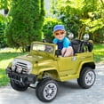 thumbnail image 3 of Jeep Eléctrico para Niños Costway Coche Montable de Batería 12 V Verde con Mando 2,4 GHz Luces LED Reproductor de MP3, 3 of 9