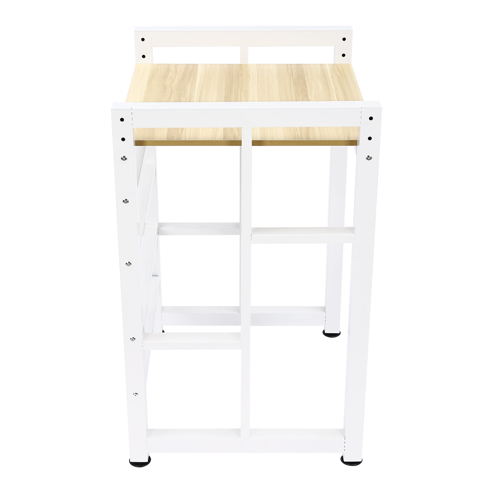 Wildnix Modern Bathroom Washer Dryer Stacking Rack Stand with Adjustable Height and Guardrail, Durable Steel Frame, Elegant White Finish