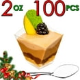 thumbnail image 1 of 100 x 2 oz Asymmetrical Mini Dessert Cups with Spoons, Appetizer Cups, 1 of 1
