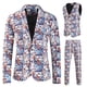 thumbnail image 1 of Conjunto de 3 piezas de traje con chaleco y pantalón con estampado digital navideño, 1 of 6