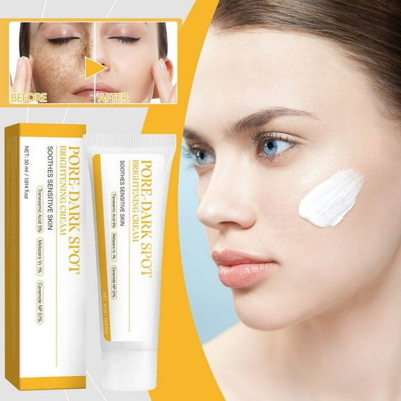 Pore and Dark Spot Brightening Cream with Tranexamic Acid, Non-Irritating Hydrating Cream for Sensitive Skin, Evens Skin Tone, 1 fl oz (30ml)