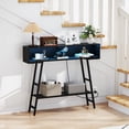 thumbnail image 2 of Gymax 40'' Console Table w/ Power Strip 3-Tier Entryway Table w/ RGB LED Lights Black, 2 of 10