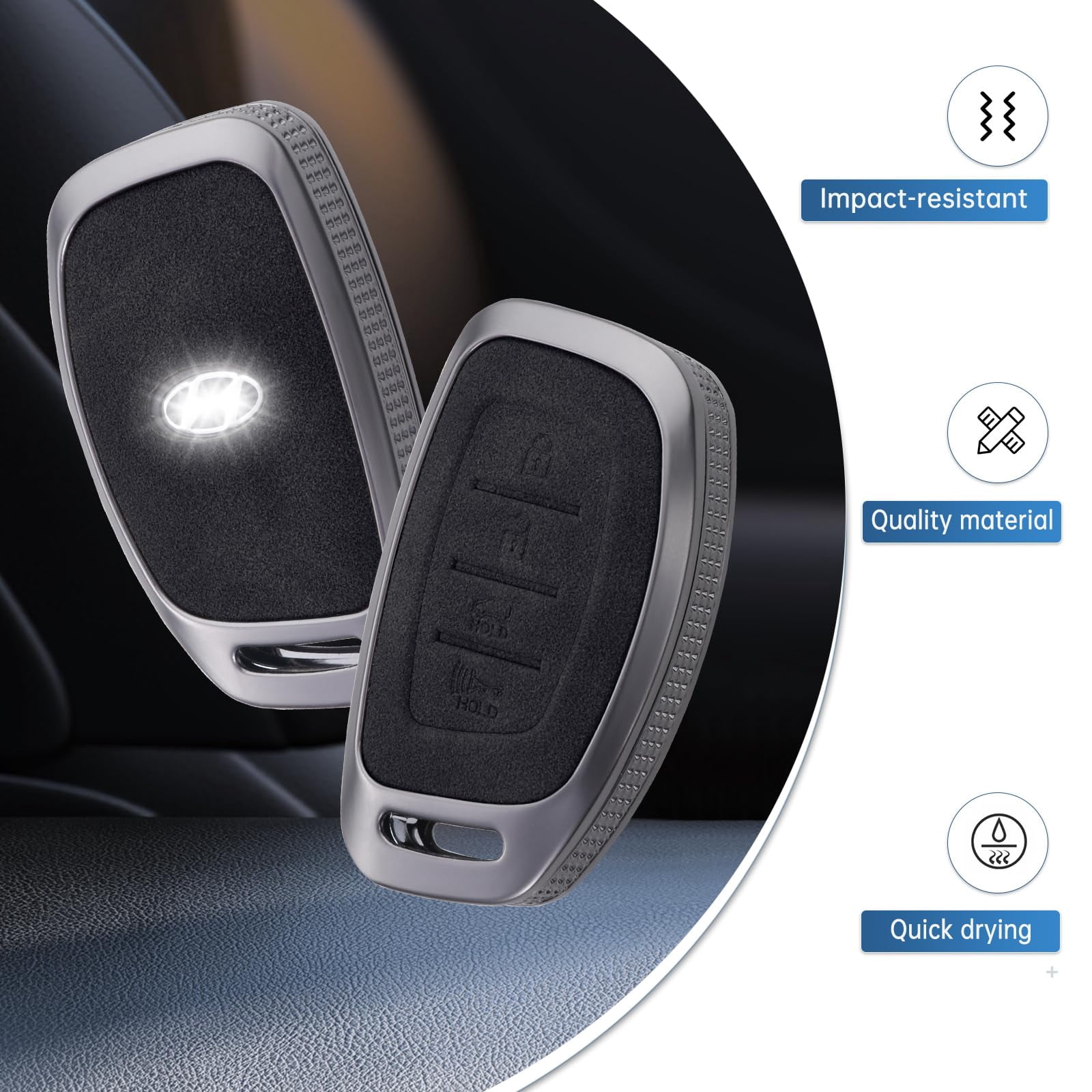 for Hyundai Key Fob Cover, Full Protection Key Case Shell Compatible with Hyundai Elantra Ioniq Sonata Tucson Elantra GT 4 Buttons