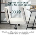 thumbnail image 5 of White Armless Office Desk Chair No Wheels, Height Adjustable Wide Seat Computer Task Chair, Teddy Fabric Mid Back Accent Chair for Living Room Bedroom, 5 of 7