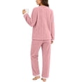 thumbnail image 6 of StSilkitty Womens Pajama 2 Piece Set Fleece Long Sleeve Cable Top and Pants Loungewear Sets Winter Warm Sleepwear Clothes, 6 of 9