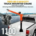 thumbnail image 2 of Truck-Mounted Single-Arm Crane, Jib Cranes with Bed-Mounted Base Plate 12V 2000 lb Electric Winch Folding High-Strength Alloy Steel Lift Electric Hoist Truck-Mounted Crane for Industrial Use, 2 of 9