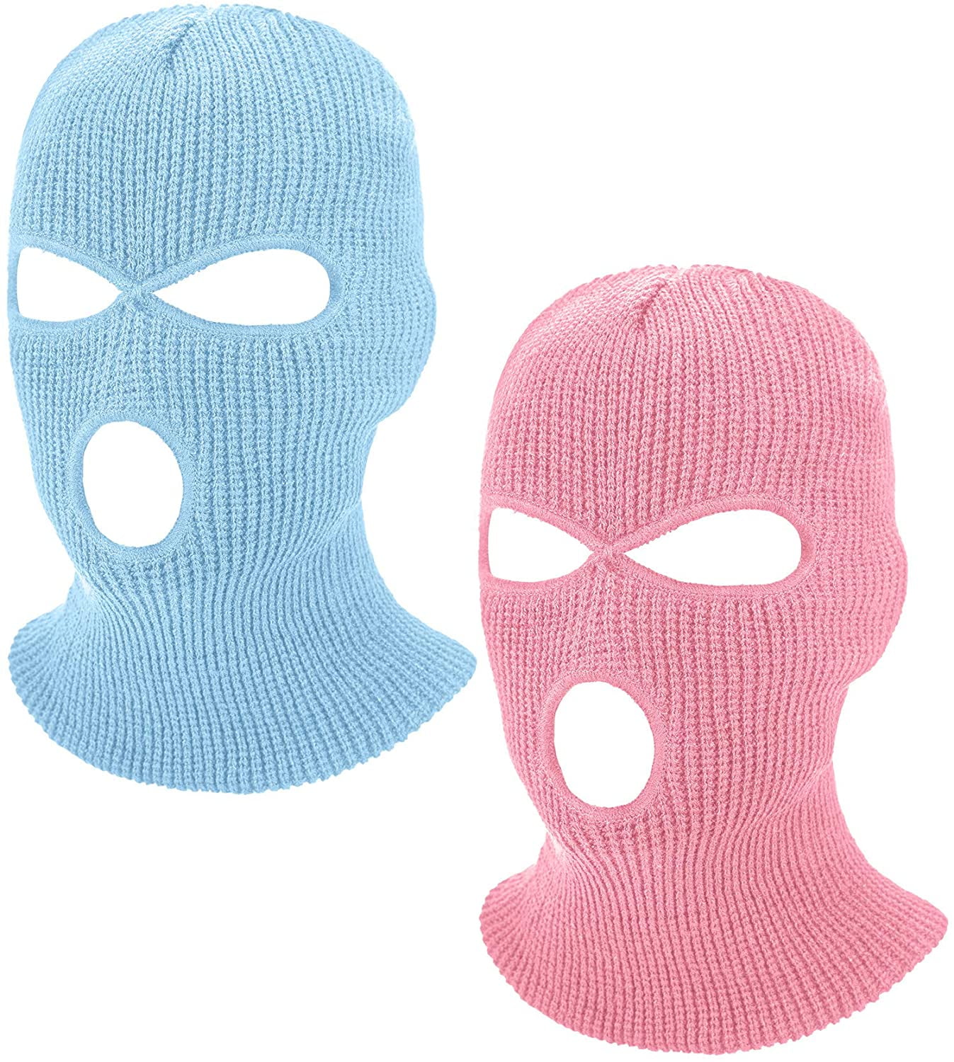 2 Pieces Knitted Full Face Cover 3Hole Ski Mask Winter Balaclava Face