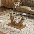 thumbnail image 6 of Modern Rectangle Dining Table with 0.31-inch tempered glass table top ,Dinner Room Table with Double U-shaped Base and Medium Density Board Legs ,Minimalist Table for Kitchen Dining Room,Wood, 6 of 9
