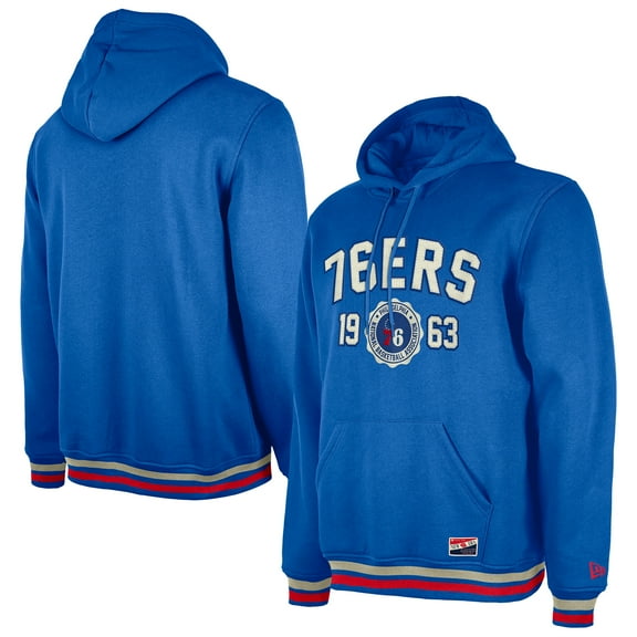 Men's New Era Royal Philadelphia 76ers Throwback Vintage Pullover Hoodie