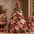 thumbnail image 2 of DIY Quilted Christmas Tree Kit, Handmade Fabric Holiday Tree Decor, DIY Holiday Patchwork Sewing Craft Kit with Plaid Snowflake Gingerbread Character Topper Home Mantel Table Office Display, 2 of 8