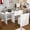 White, variant on Mintazer 3‑in‑1 Expandable Folding Desk with Flip‑Top HD Mirror & Storage, Multi‑Mode Vanity Table with Hidden Storage Stool & Lockable Wheels for Small Space, White