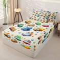 thumbnail image 2 of Manfei Cute School Bus Zipper Full Size Comforter Sets with Fitted Sheet and 2 Pillowcases,City Cars Pattern Zipper Bedding Set,Beige,Polkadot Reversible,4pcs, 2 of 8