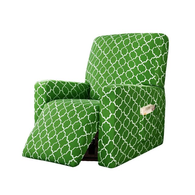 Protecteur de Meuble 4 Pcs, Étui Inclinable à Carreaux Rayés avec Poches, Housse de Fauteuil Inclinable 1 Place avec Bas Élastique