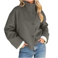 thumbnail image 7 of Tqcoqu Womens Fall Winter Cropped Jacket,Long Sleeve Lapel Button Front Casual Outer Coat, 7 of 7