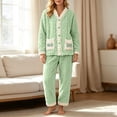 thumbnail image 2 of qelini Cardigan Pajama Set for Women Plus Size V Neck Fleece Lined Long Sleeve Top & Pants 2 Piece Winter Sleepwear Ptint Home Wear, 2 of 8