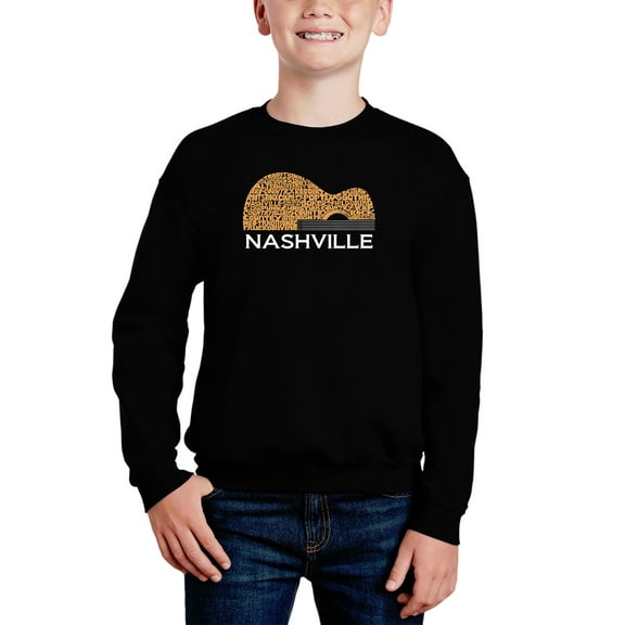 Nashville Guitar - Boy's Word Art Crewneck Sweatshirt