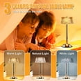 thumbnail image 3 of Walchoice Cordless Crystal Table Lamp, 3 Colors Dimmable LED Desk Lamp, Rechargeable Touch Lamp , Portable Night Light for Bedroom Living Room Restaurant Kitchen, Gold, 3 of 7